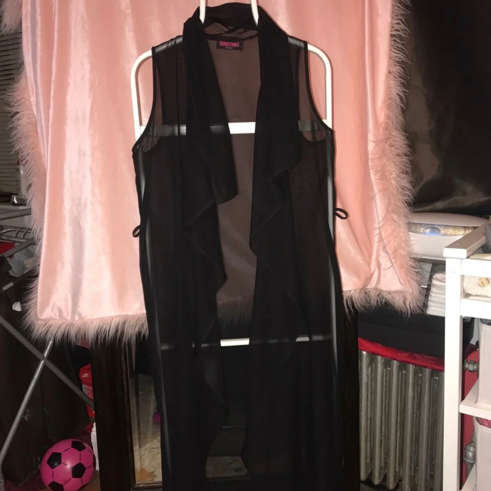 See through short sleeve cardigan
